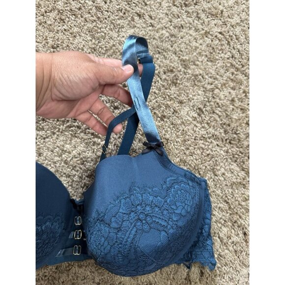 CACIQUE BALCONETTE BRA Turquoise Blue Floral Lace Light Line Wired 44DD - Picture 5 of 7